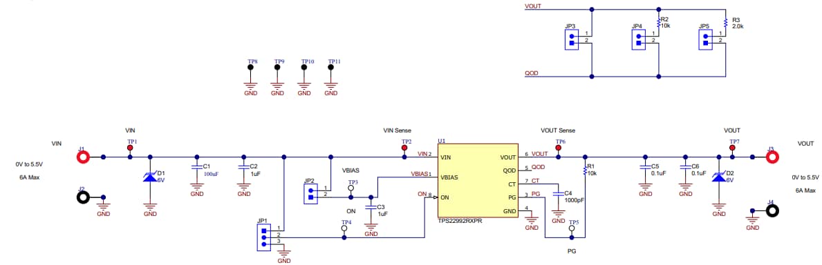 Schaltplan - Texas Instruments TPS22992EVM Evaluierungsmodul